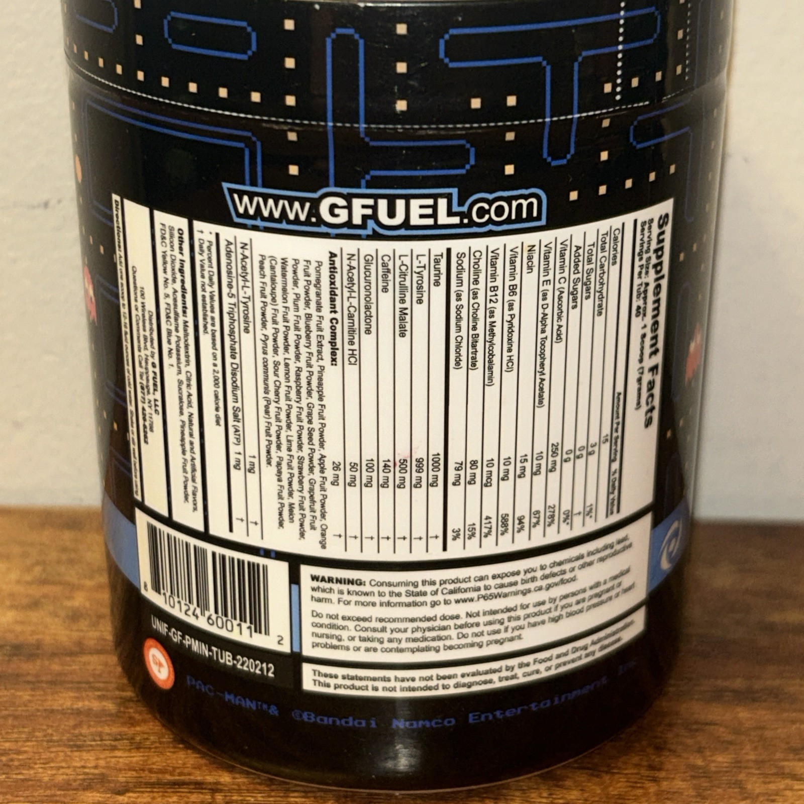G FUEL Pac-Man Inky Crushed Tart Candy 40 Servings Tub SEALED - EXP 10/2028