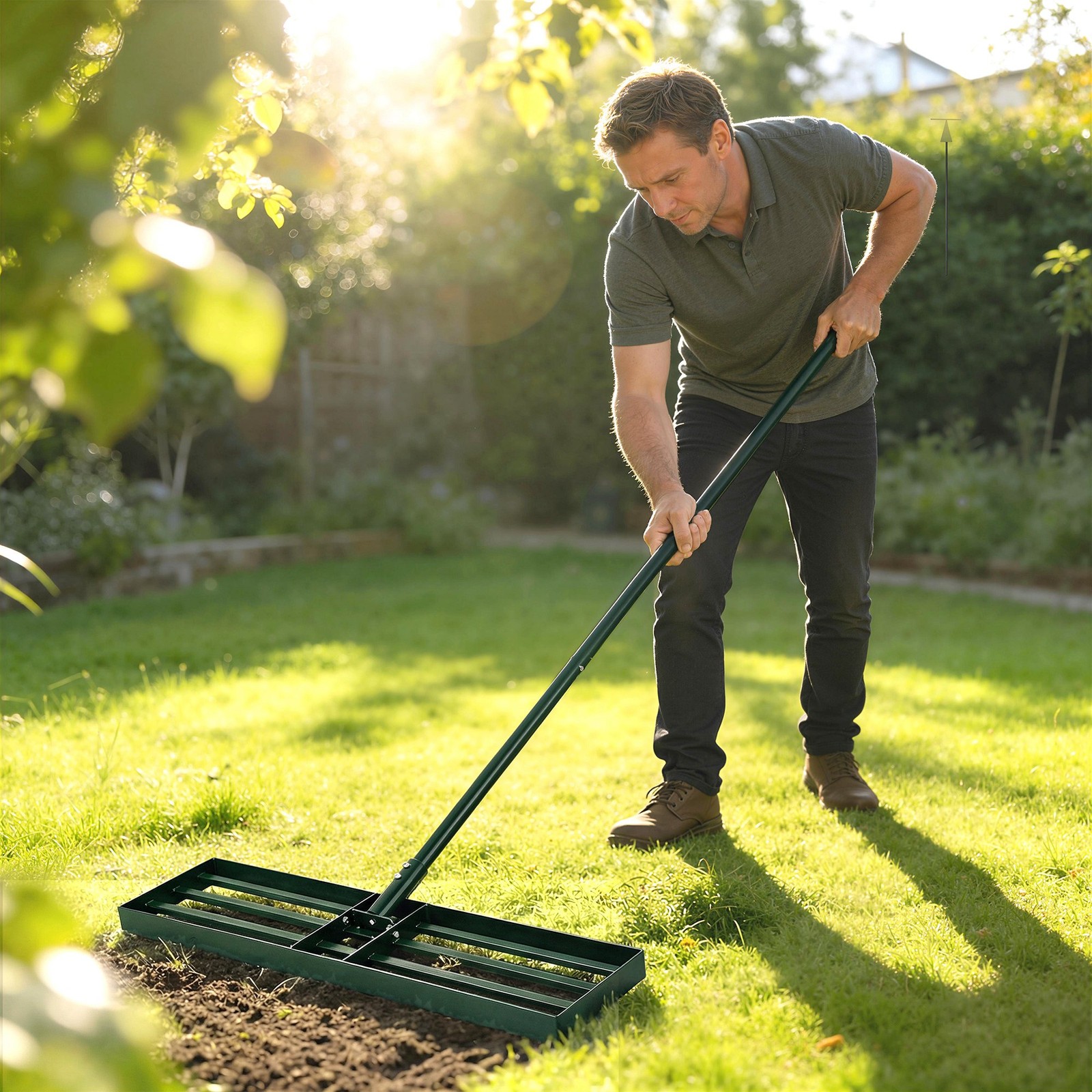 Outsunny 30" x 10" Lawn Leveling Rake with 66.5" Handle