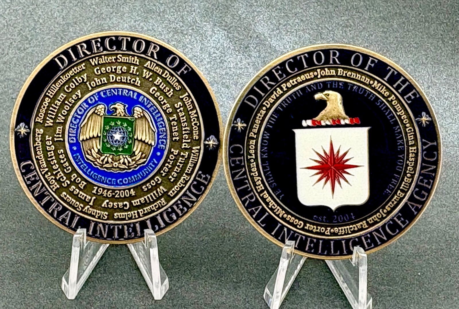 2" DIRECTOR OF CENTRAL INTELLIGENCE CIA HISTORY CHALLENGE COIN BUSH PETRAEUS WOW
