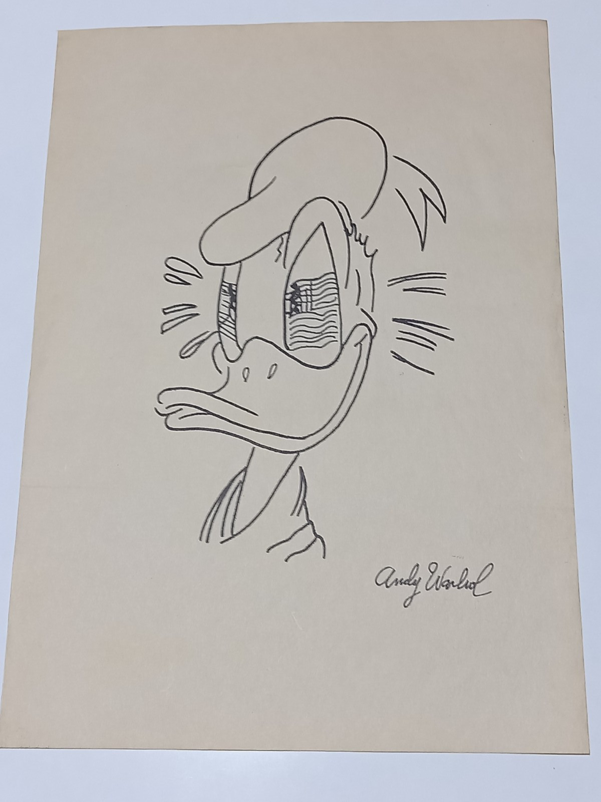 ANDY WARHOL Drawing on paper (Handmade) signed and stamped mixed media.