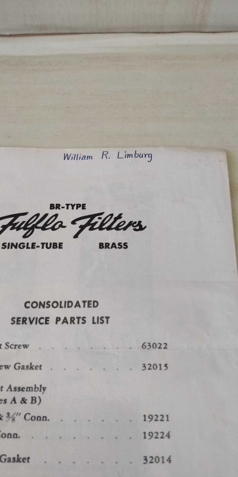 1950s ~ Bulletin 509/ Data Sheet ~ FULFLO Filters ~Instructions & Specifications