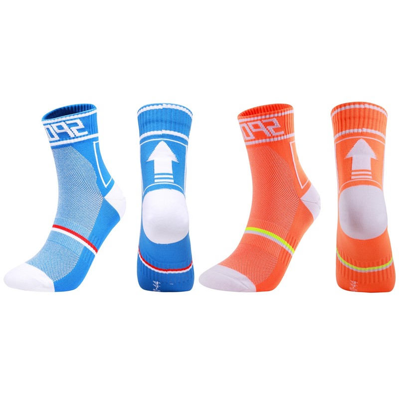 2 Pairs Cycling Socks Road Riding Bicycle Bike Sports Ankle Socks XC Orange Blue