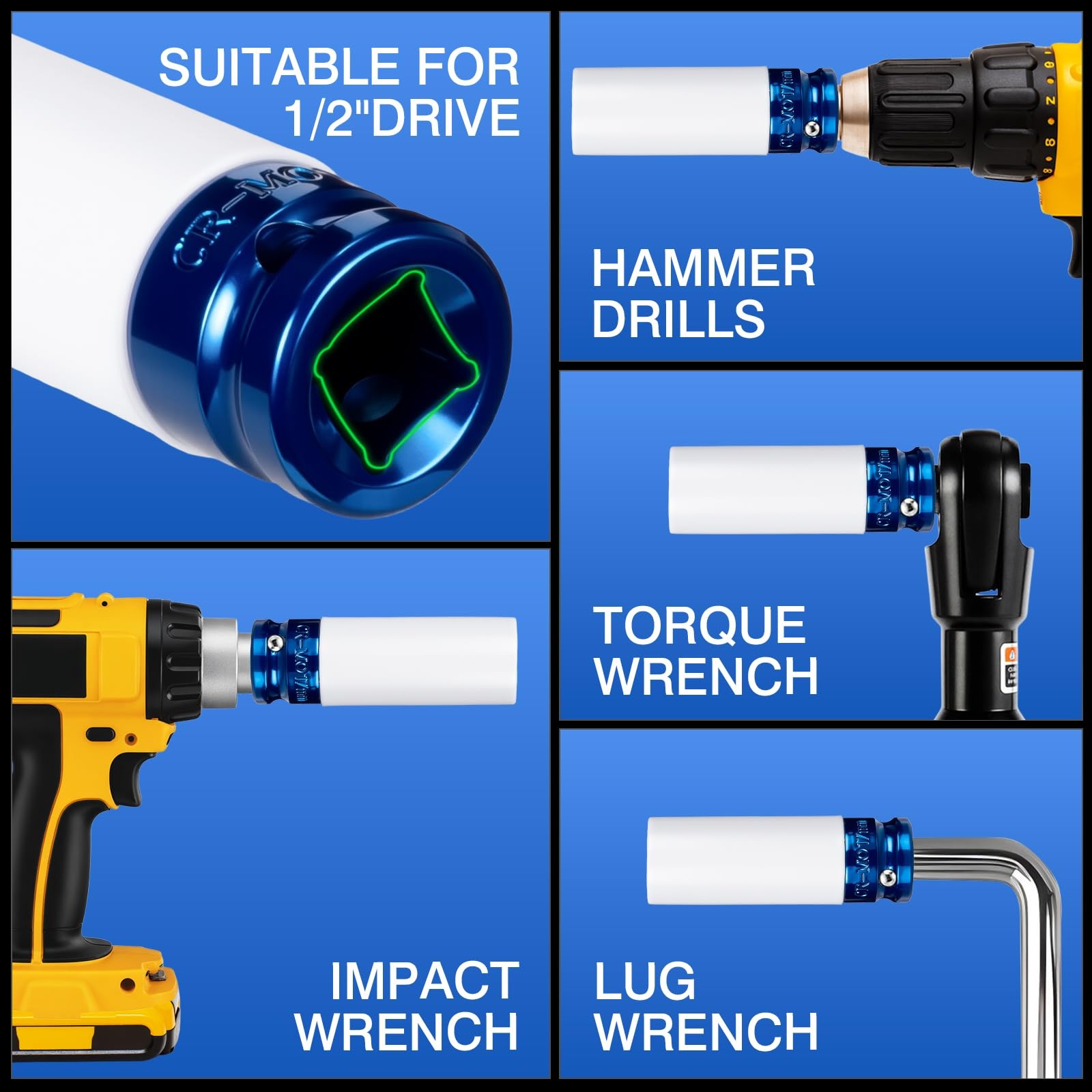 1/2" Drive 17mm Wheel Protector Impact Socket, 6 Pt Thin Wall Deep Metric