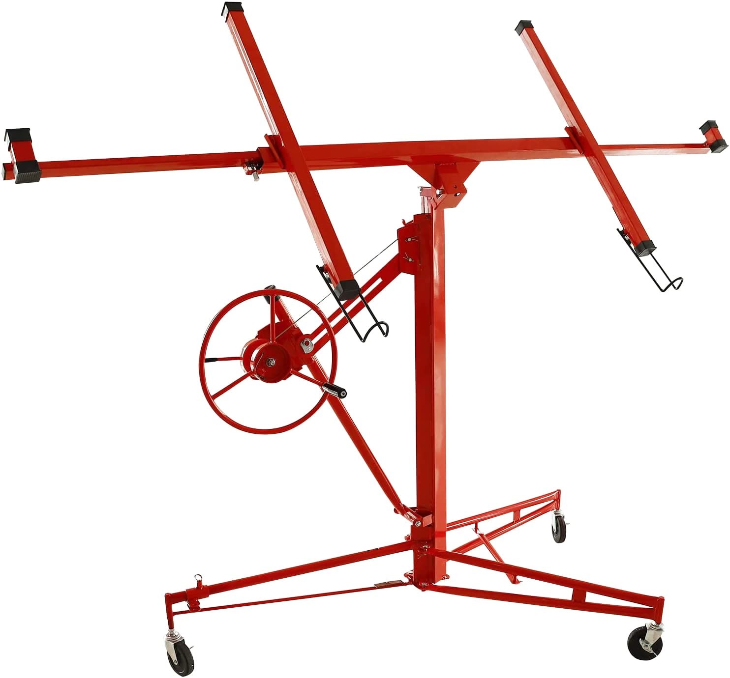 11FT Drywall Lifter Panel Hoist Dry Wall Rolling Caster 11FT, Red