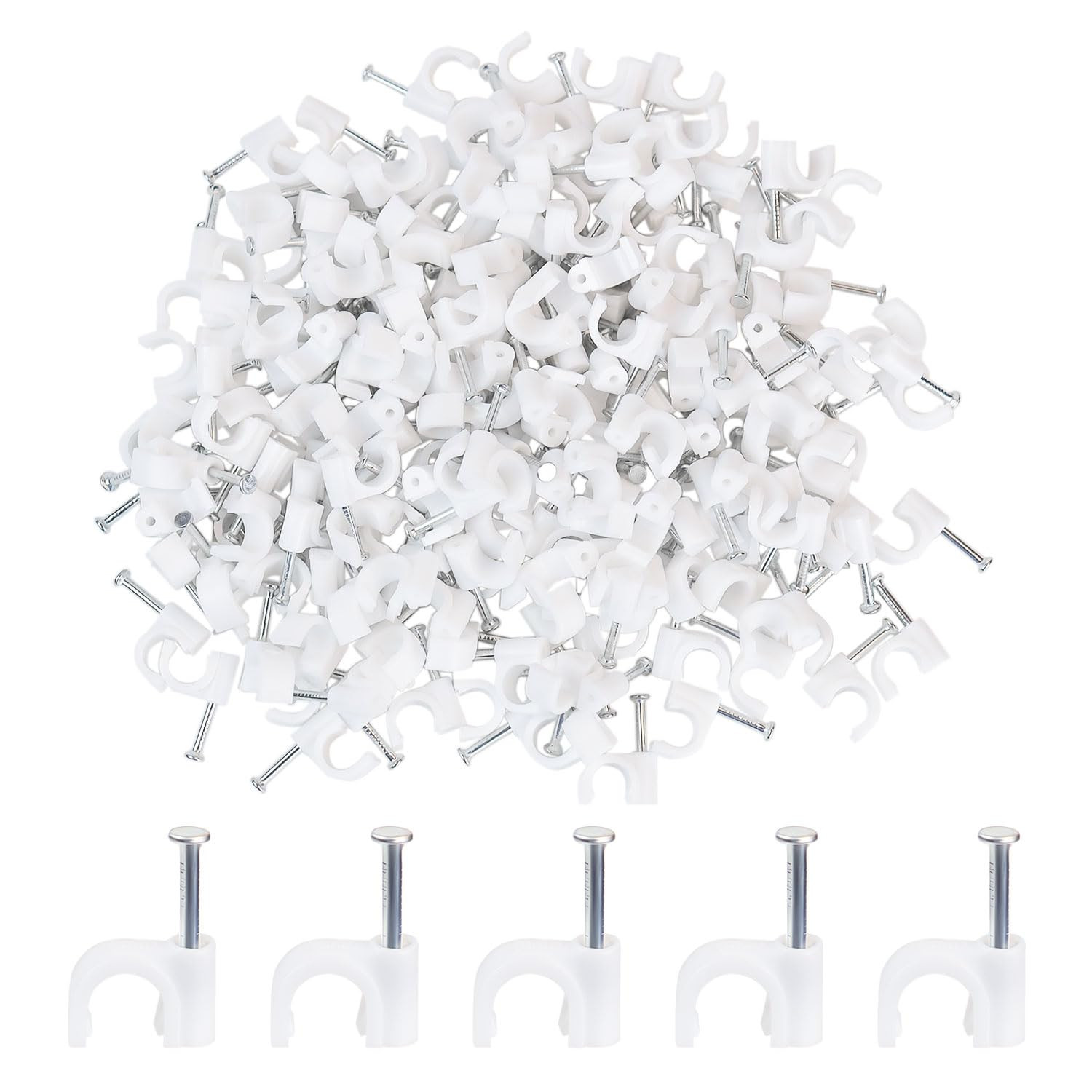 200PCS White Cable Clips Wire Nail Clips 7mm Cord Holder Wire Management