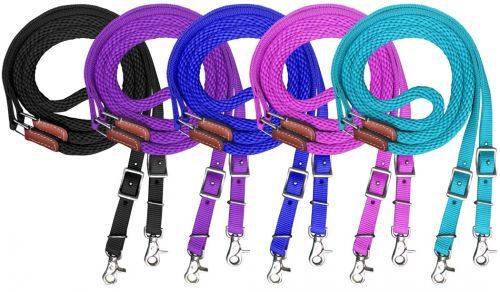 Showman CONTEST REINS Premium 3/4" x 8' Braided Nylon with Scissor Snap Ends
