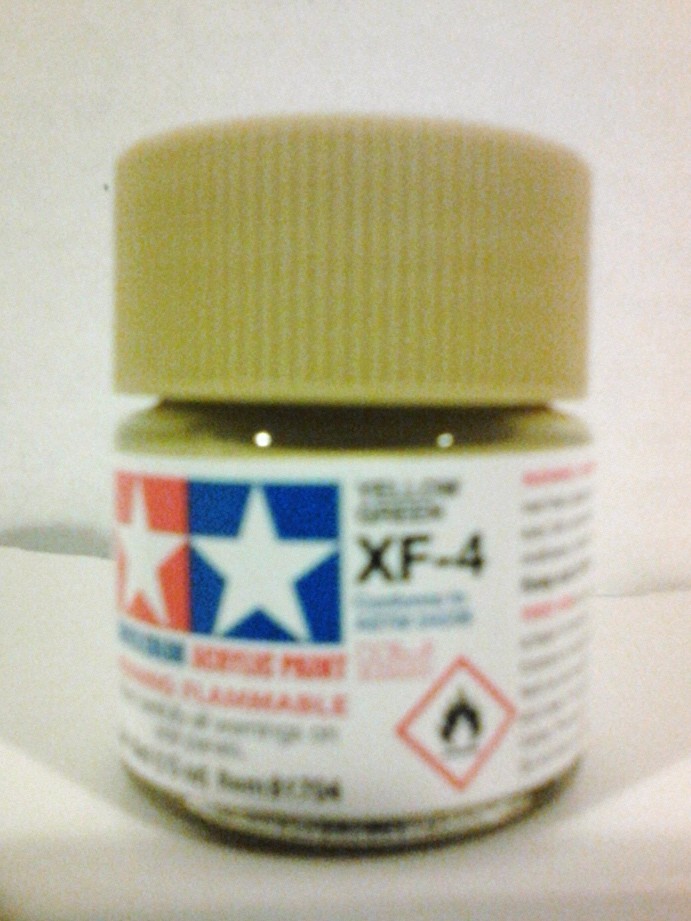 Tamiya acrylic paint XF-4 Yellowgreen 10ml Mini.