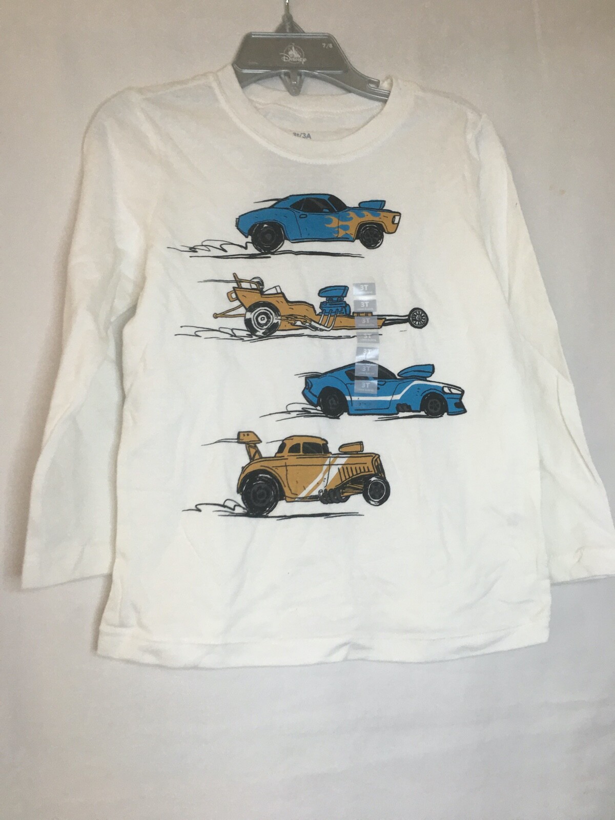 New Carter's Boys Cars Tee Shirt Top Toddler White Long Sleeve