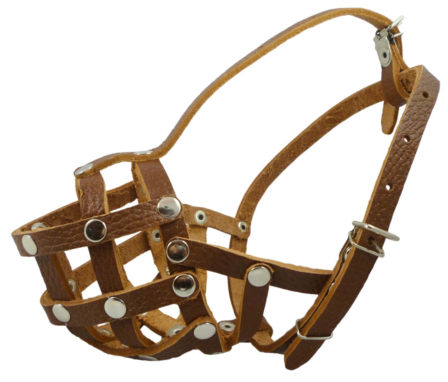 Secure Real Leather Basket Dog Muzzle 9.5"-2.5" snout size Poodle