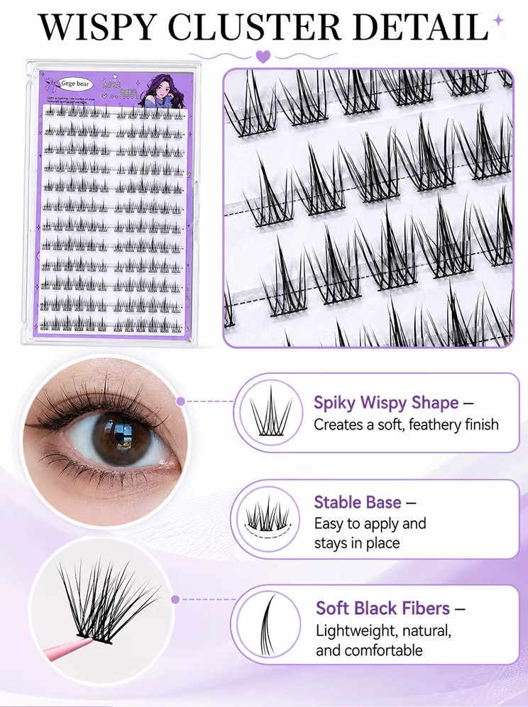 2 Boxes Self‑Adhesive False Eyelashes | No‑Glue Lash Clusters | Wispy Sunflower