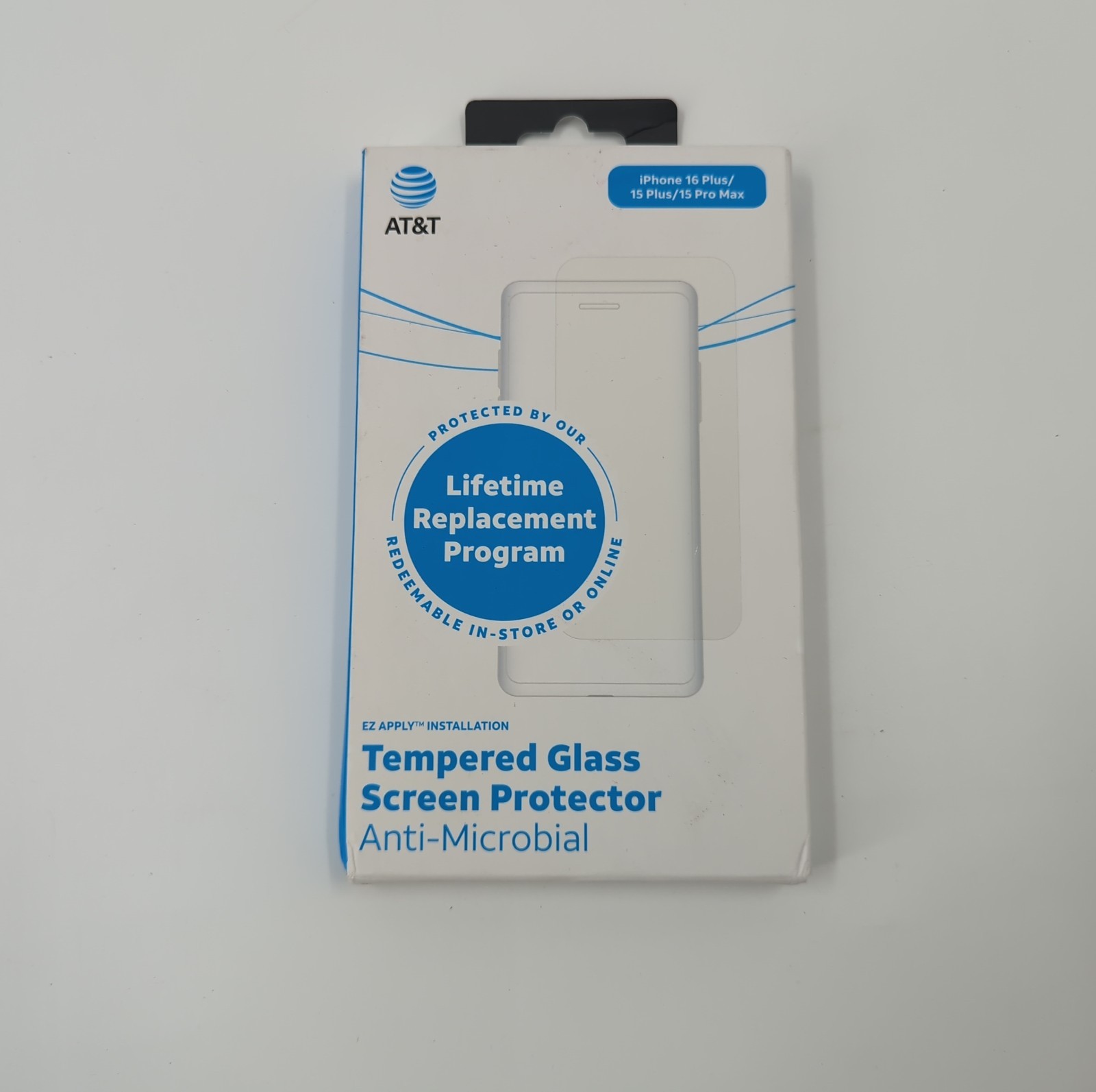 AT&T iphone 16 plus screen protector Tempered Glass Anti-microbial Ez Apply