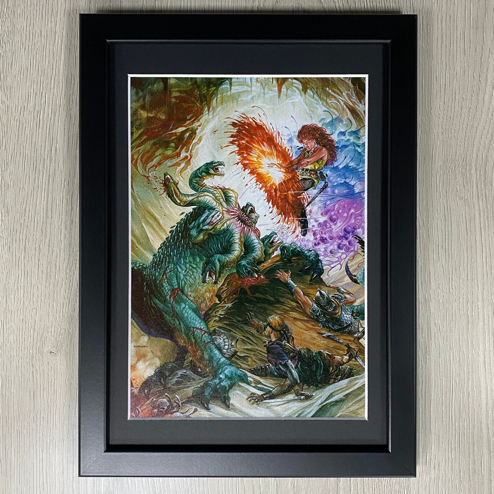 DUNGEONS & DRAGONS FRAMED ART. WIZARD'S HANDBOOK, D&D, WIZARD HYDRA MAGIC