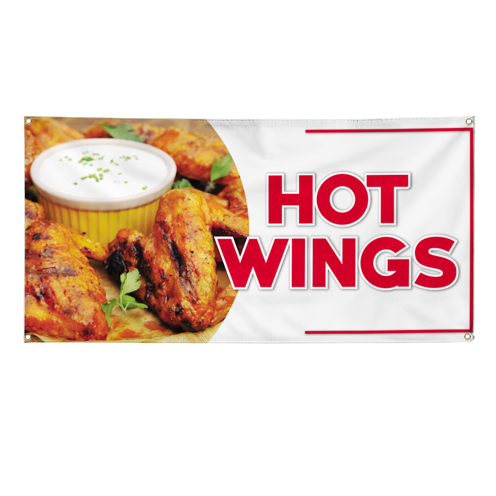 Vinyl Banner Multiple Sizes Hot Wings Outdoor Advertising Printing A Outdoor