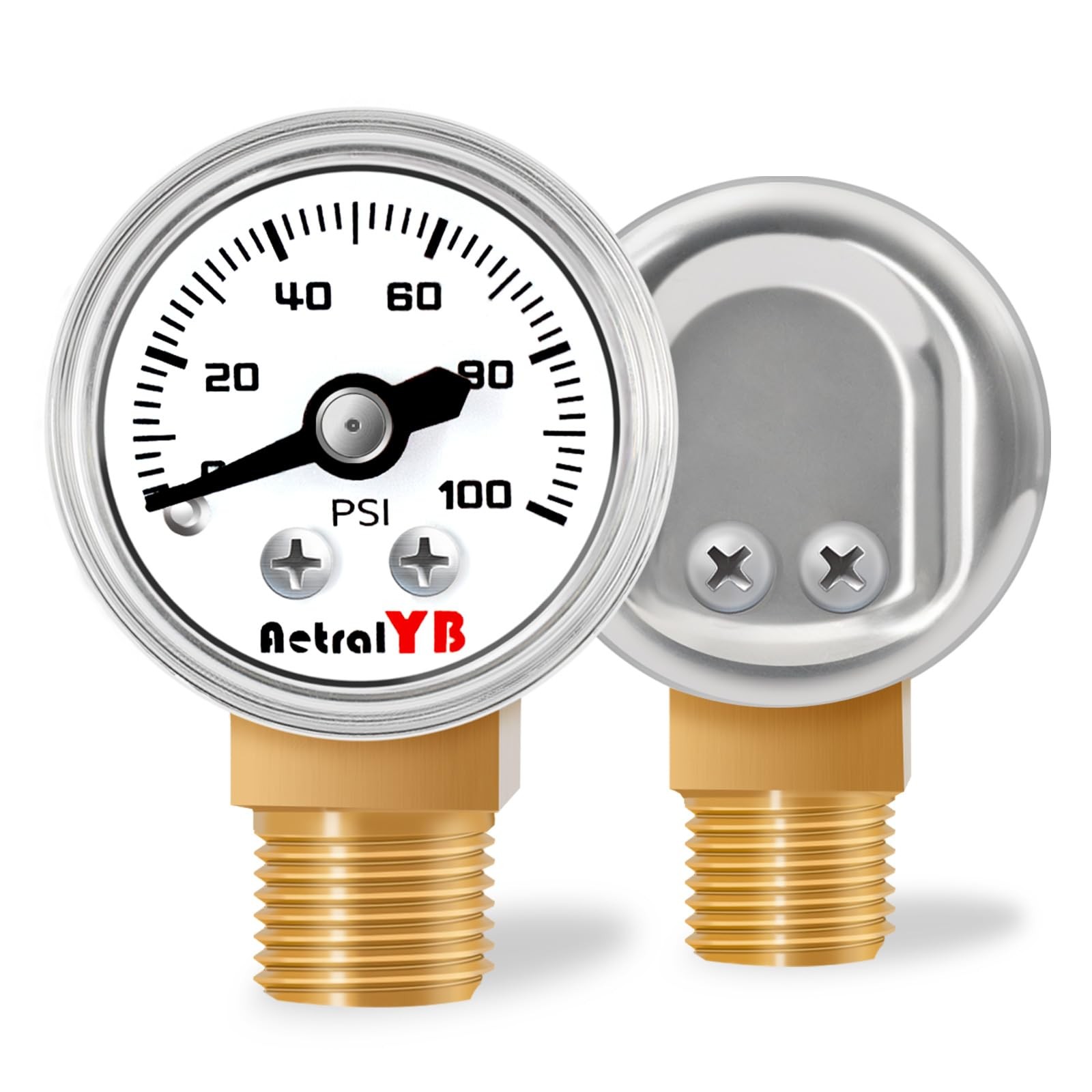 1 Inch Mini Pressure Gauge 0-100 PSI Gauge 1/8 NPT Lower Mount Stainless