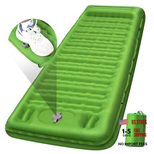 FNARMW Camping Sleeping Pad, Extra Thick 5 Inch Camping Mat with Pillow Green