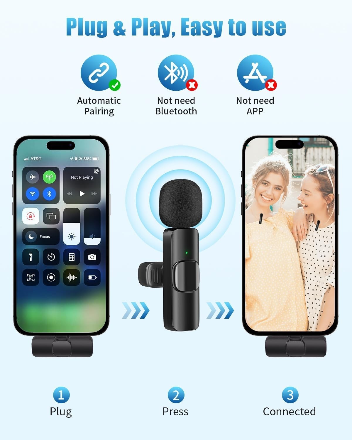 Noise Cancelling Portable Wireless Microphone for Content Creators