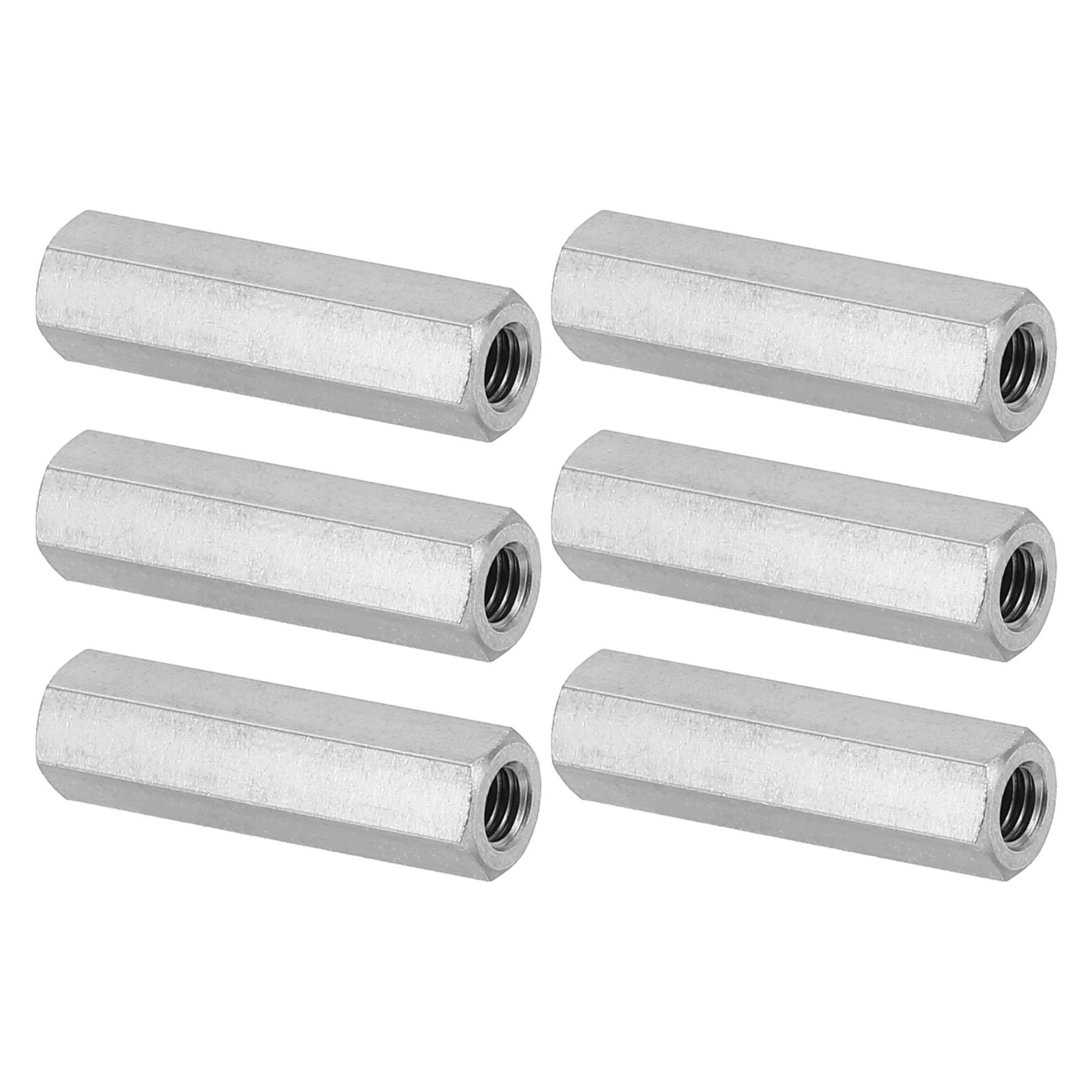 6Set M5 x 0.8-Pitch 30mm Length 304 Stainless Steel Coarse Hex Coupling Nut