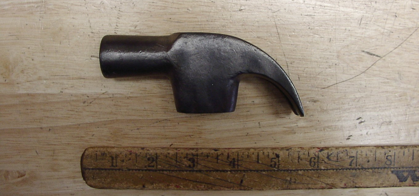 Old Used Tools,Unbranded 16oz. Curved Claw Hammer Head,4-5/8",1-1/16" Face,EXC