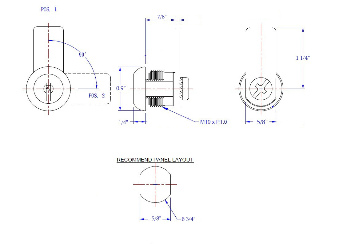 Sample request: 7/8" Flat Key Cam Lock, Stainless steel