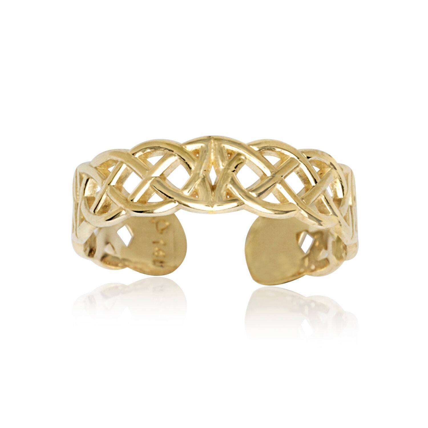 Solid 10k or 14k Yellow or White Gold Adjustable Celtic Braided Toe Ring -