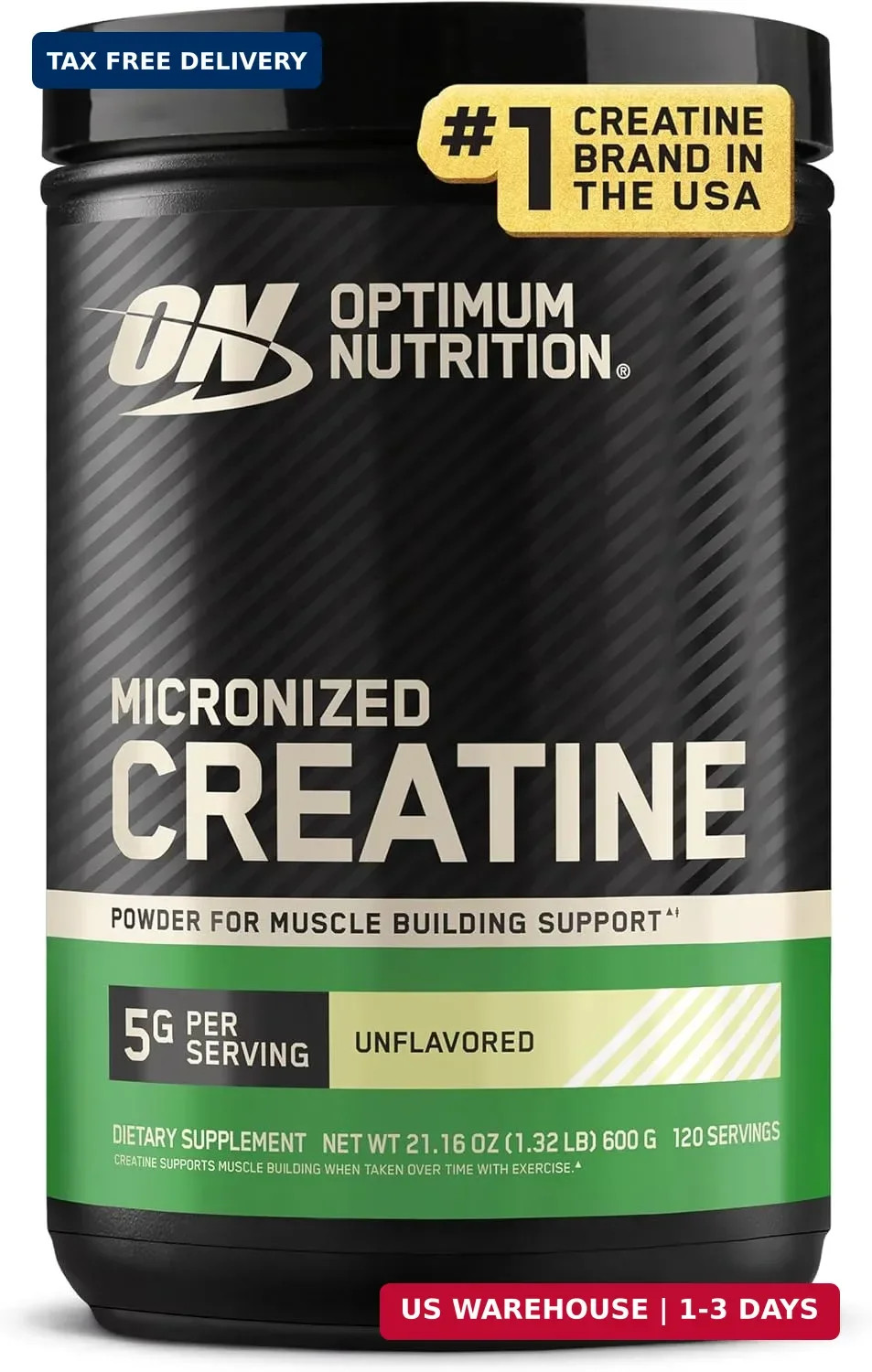 Optimum Nutrition Creatine, Micronized Creatine Monohydrate Powder, Supports Str