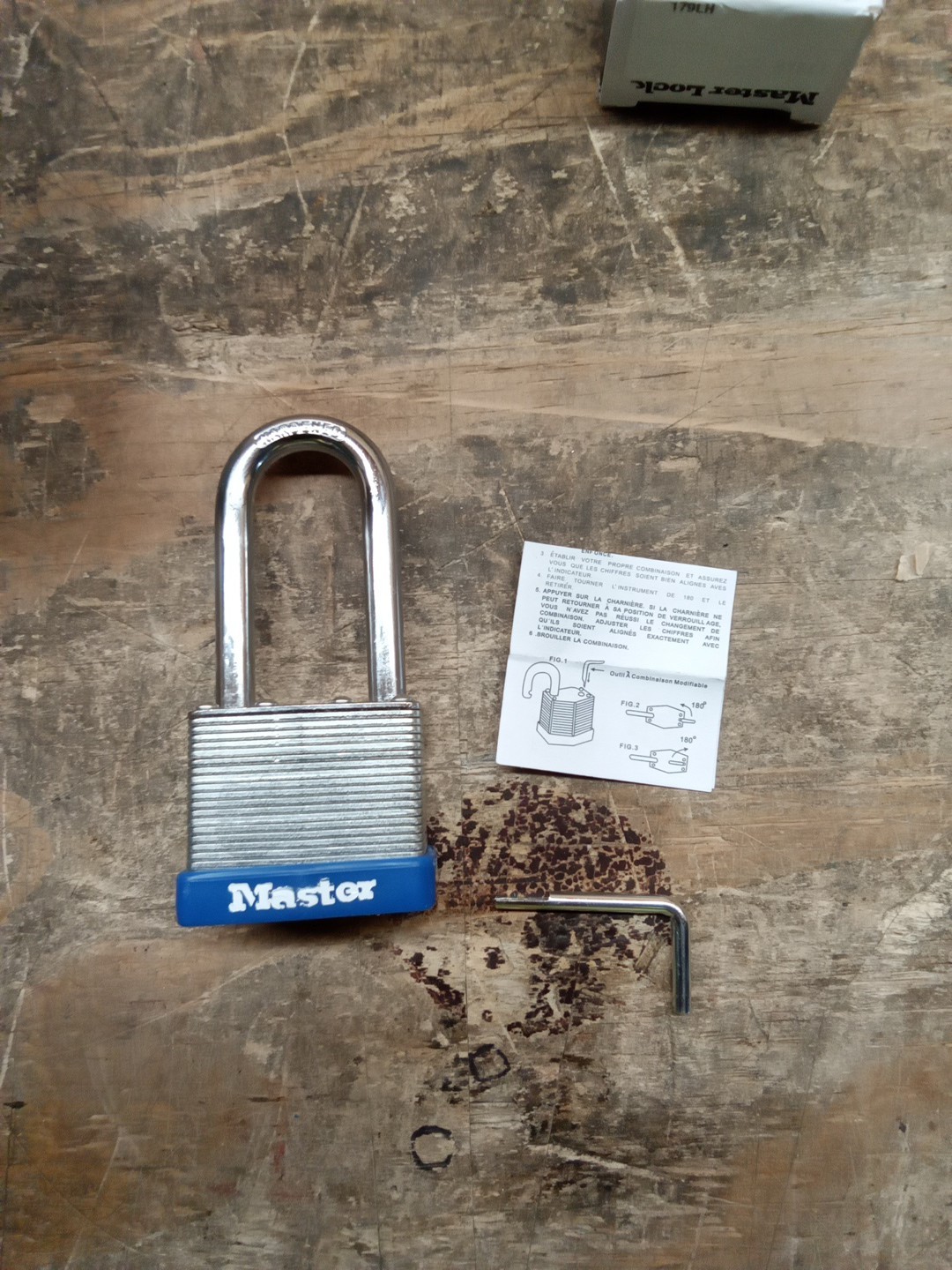 MASTER LOCK 179LH Combination Padlock,2in,Rectangle,Silver 33RL35