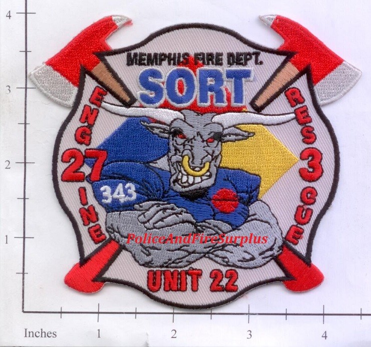 Tennessee - Memphis Engine 27  Rescue 3 Unit 22 TN Fire Dept Patch SORT 911 343