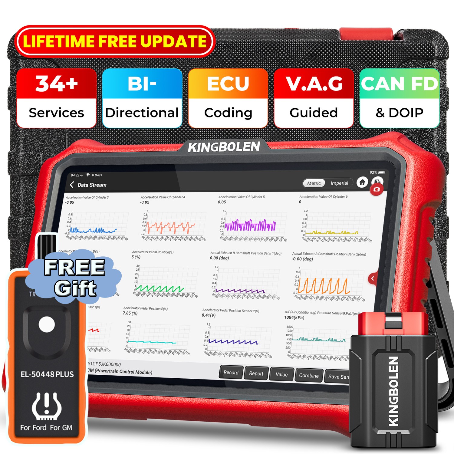 KINGBOLEN K8 PRO Elite OBD2 Scanner Car Diagnostic Tool ECU Coding All Systems