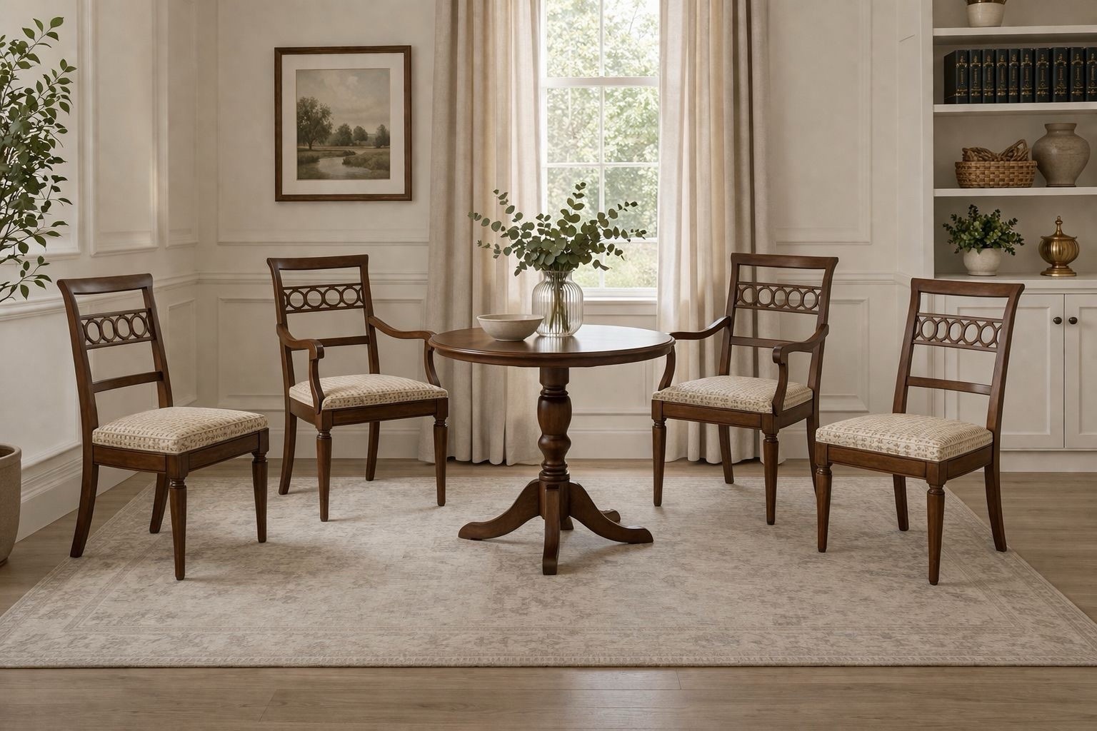 Vintage Kindel Furniture Carved Regency Dining Armchair & Chair Set Of 4 Rare