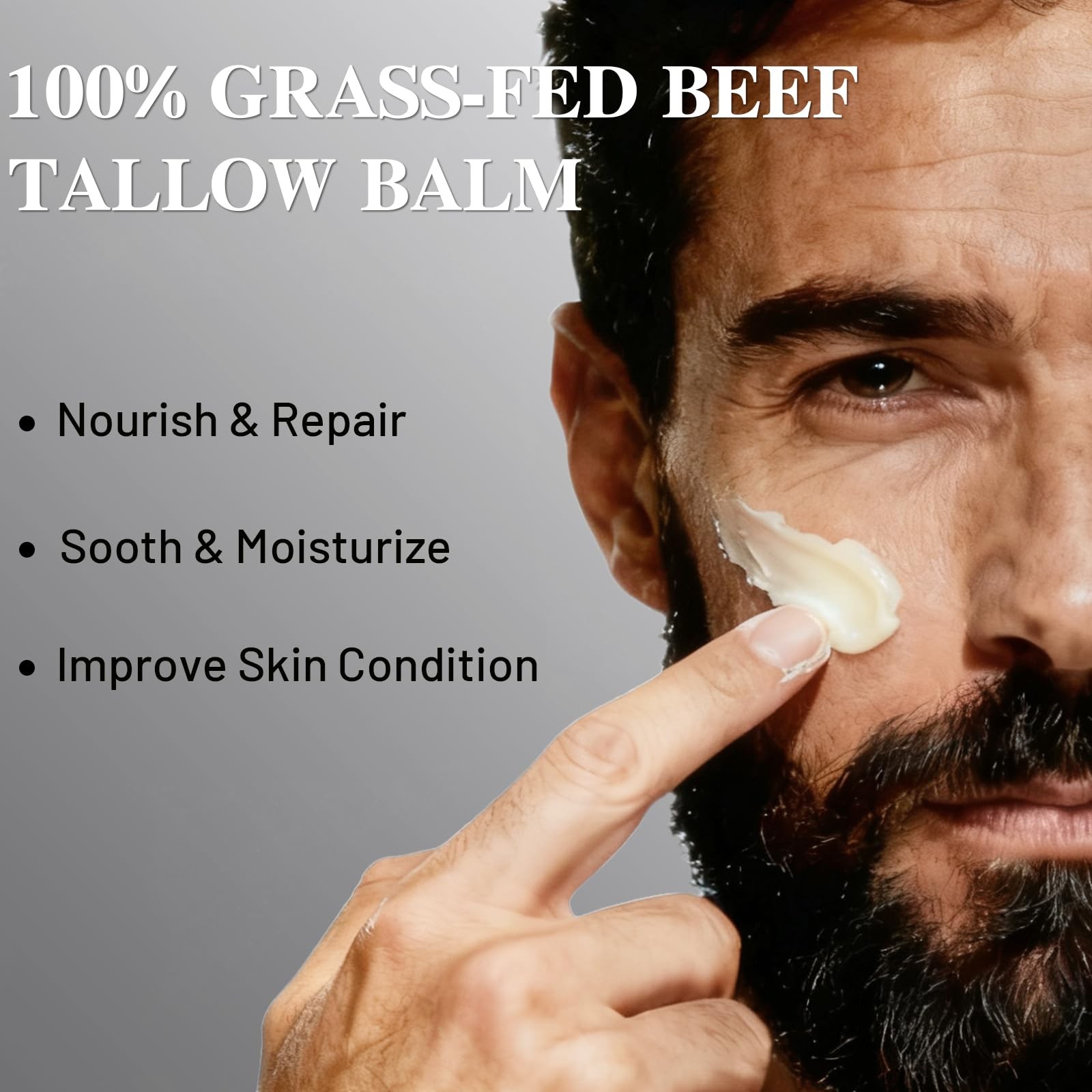 Grass-Fed Beef Tallow Balm for Men - Whipped Face Moisturizer...