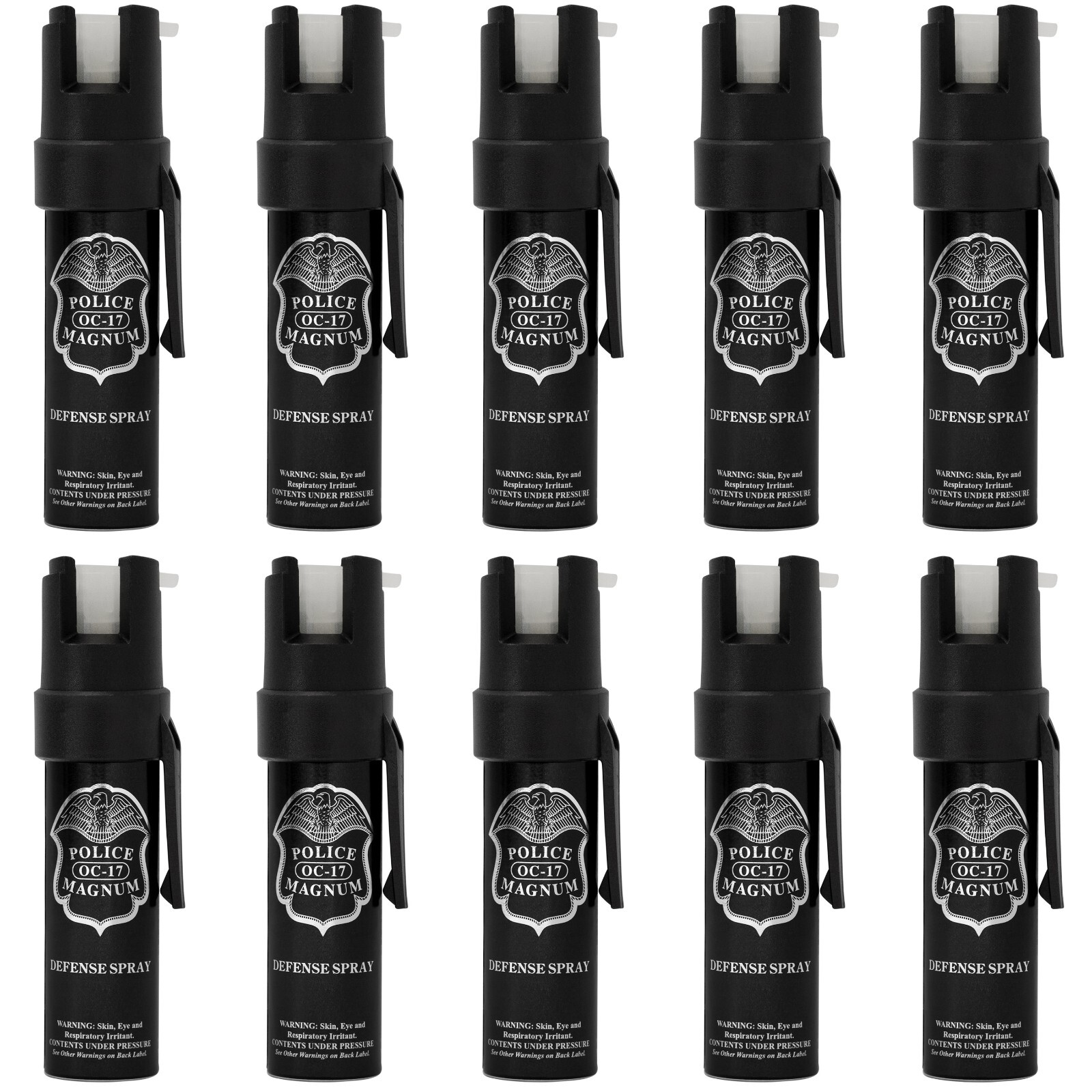 10 Police Magnum Glow In Dark Pepper Spray .75oz GID Pocket Clip Night Defense