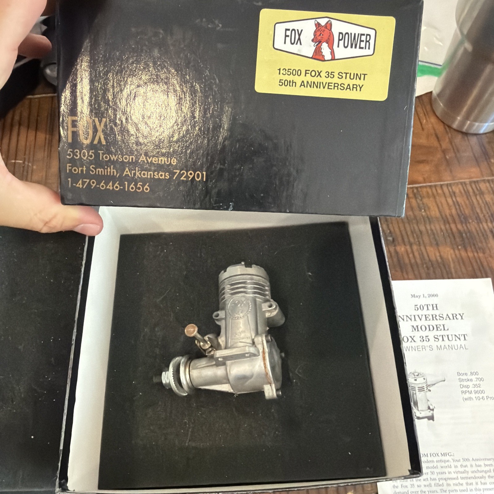 RC Model Airplane Engine Fox 35 Stunt 50th Anniversary Control Line Used In Box