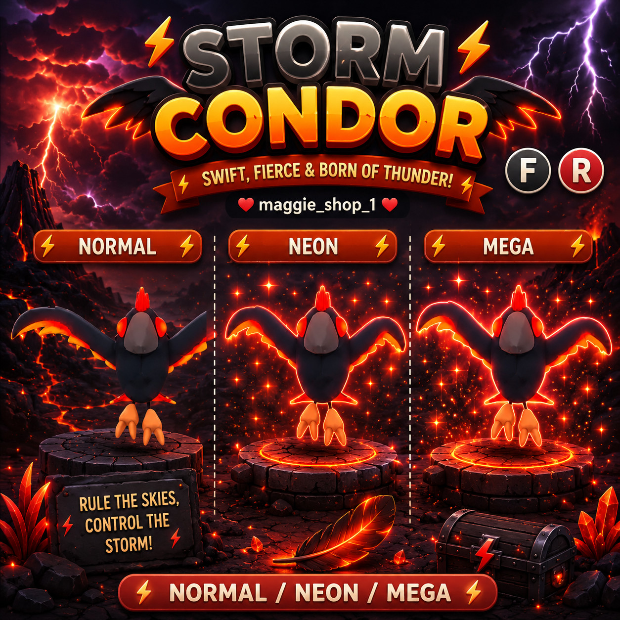 Storm Condor  FR Normal/Neon /Mega ✨ Adopt From Me Today ✨ Top Picks