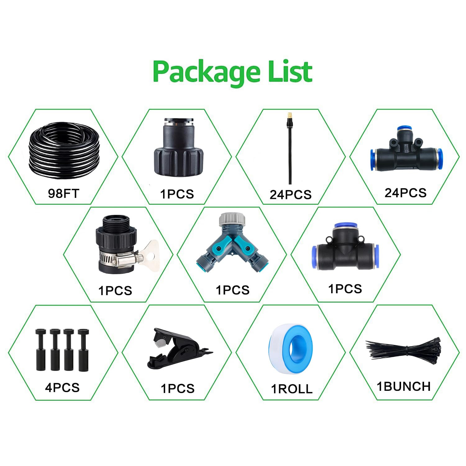 100FT Drip Irrigation Kit, Automatic Garden Watering System with Tool-Free Quick