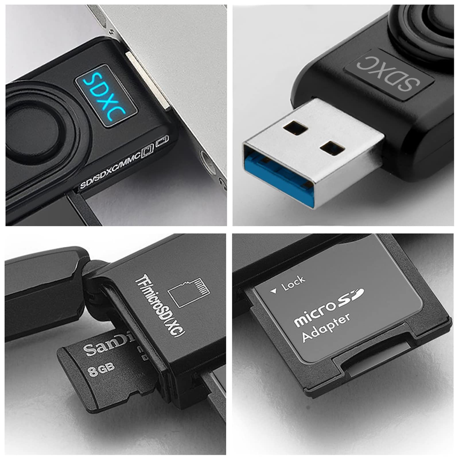 Usb 3.0 Sd Card Reader Rocketek 2 Slots Memory Card Reader A Build-In Micro Sd
