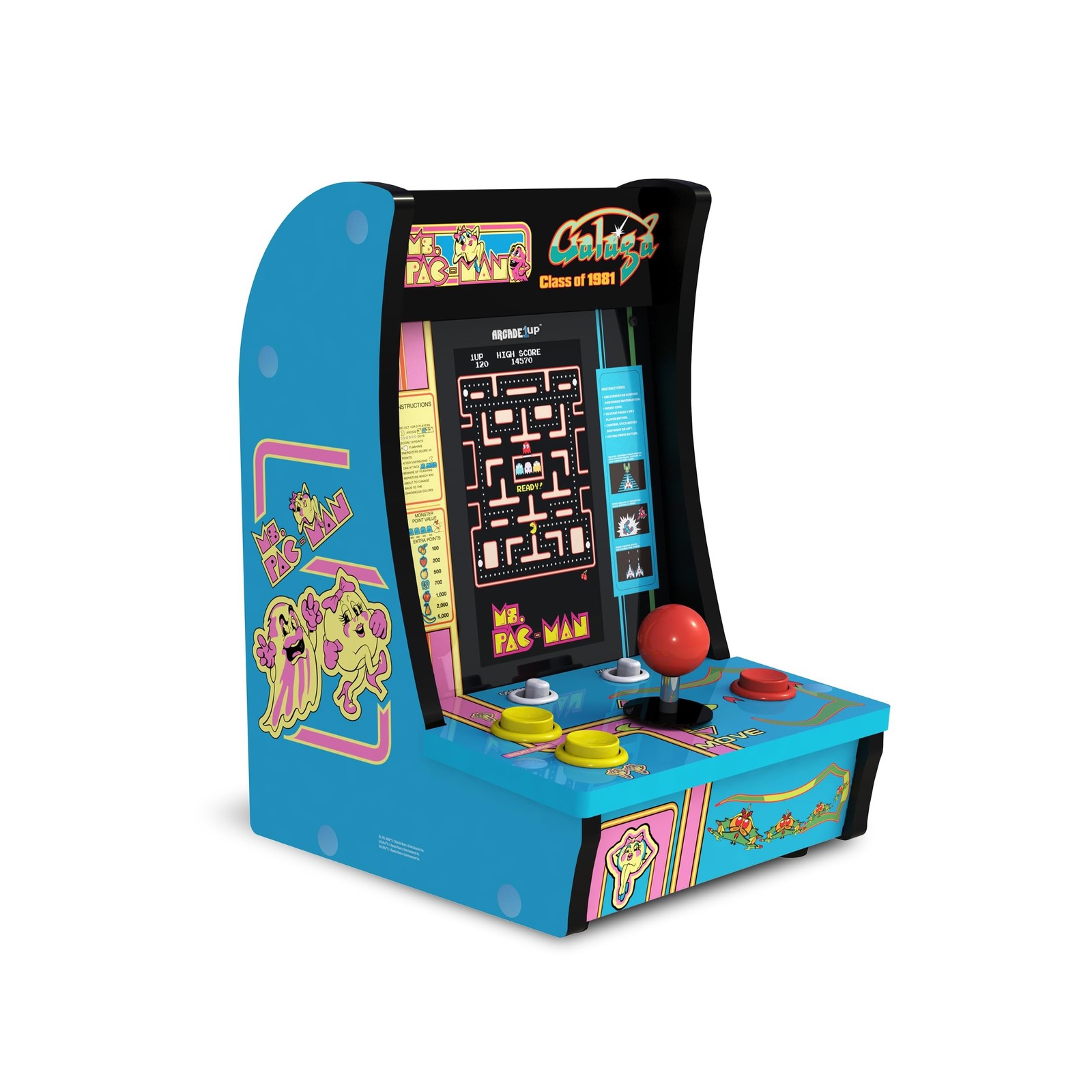 Arcade1Up Class of ‘81 Ms. PAC-Man/Galaga Countercade – 3 Classic Games, Retr...