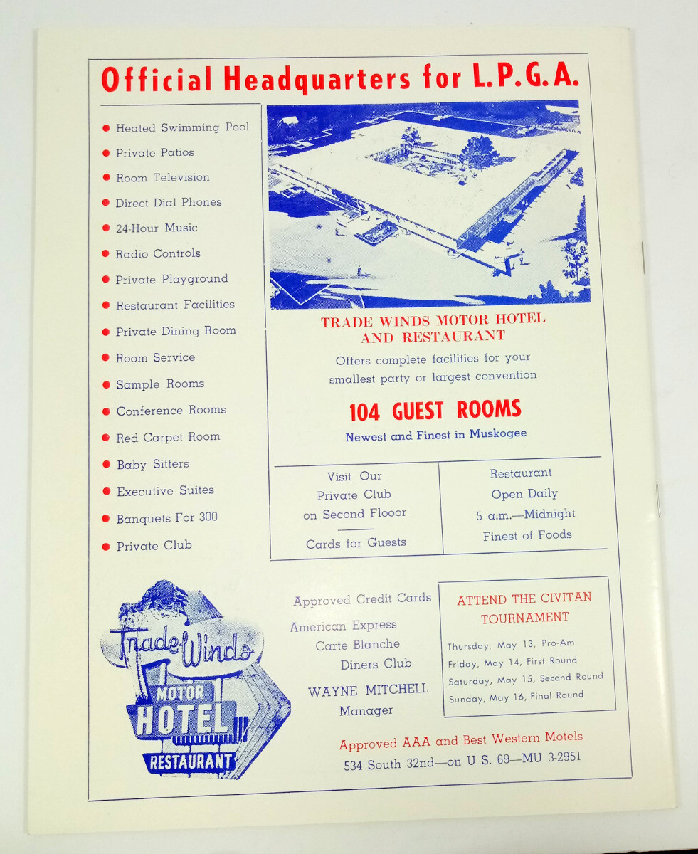 1965 Muskogee Civitan Ladies Open Golf Tournament Program Mickey Wright Stone