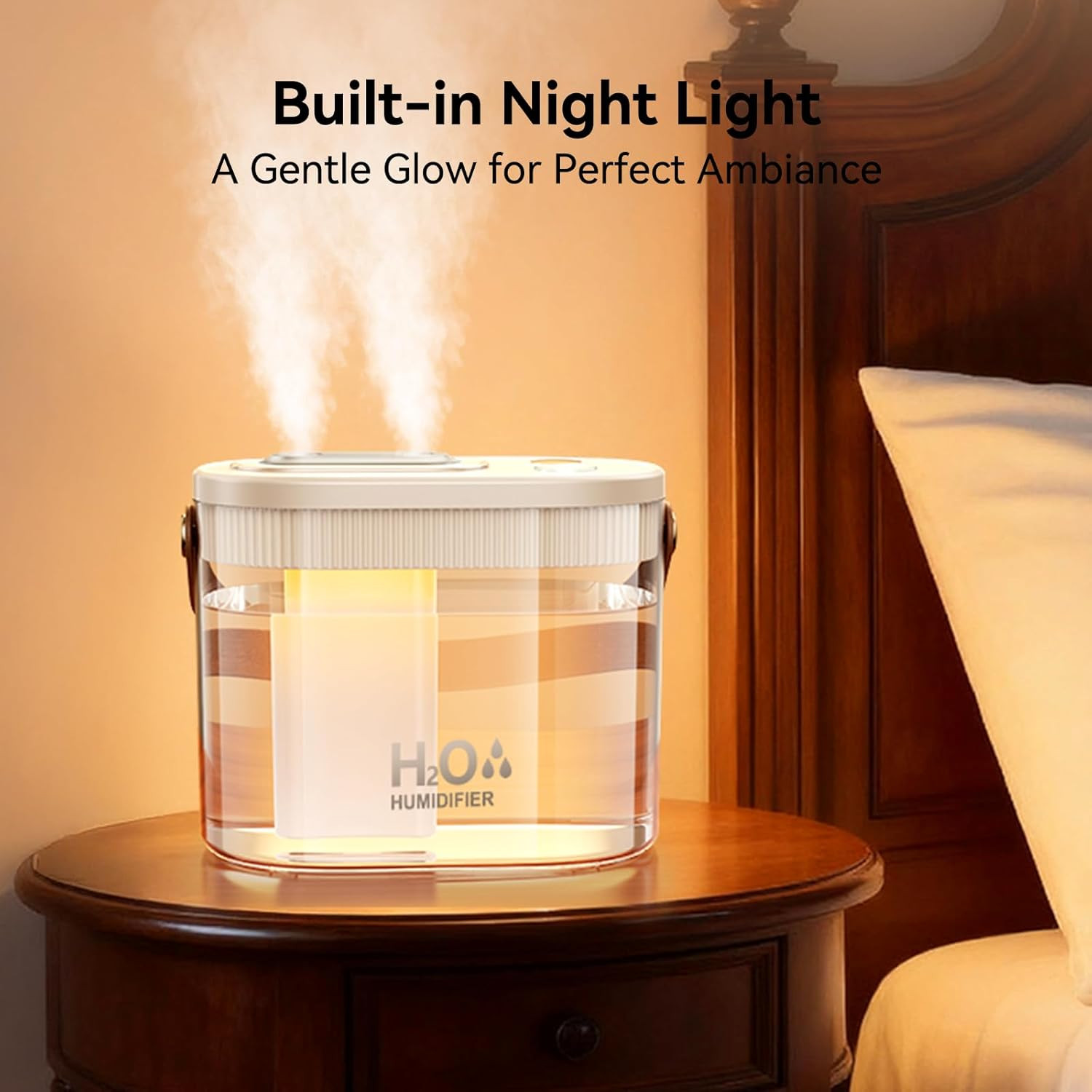 DIGIX Rechargeable Portable Humidifier-Smart Display, Night Light Tabletop