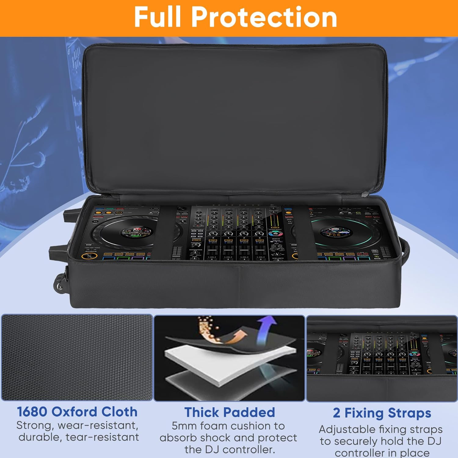 DJ Controller Case with Wheels Compatible with DDJ FLX10 / DDJ-GRV6 / 1000 / 100