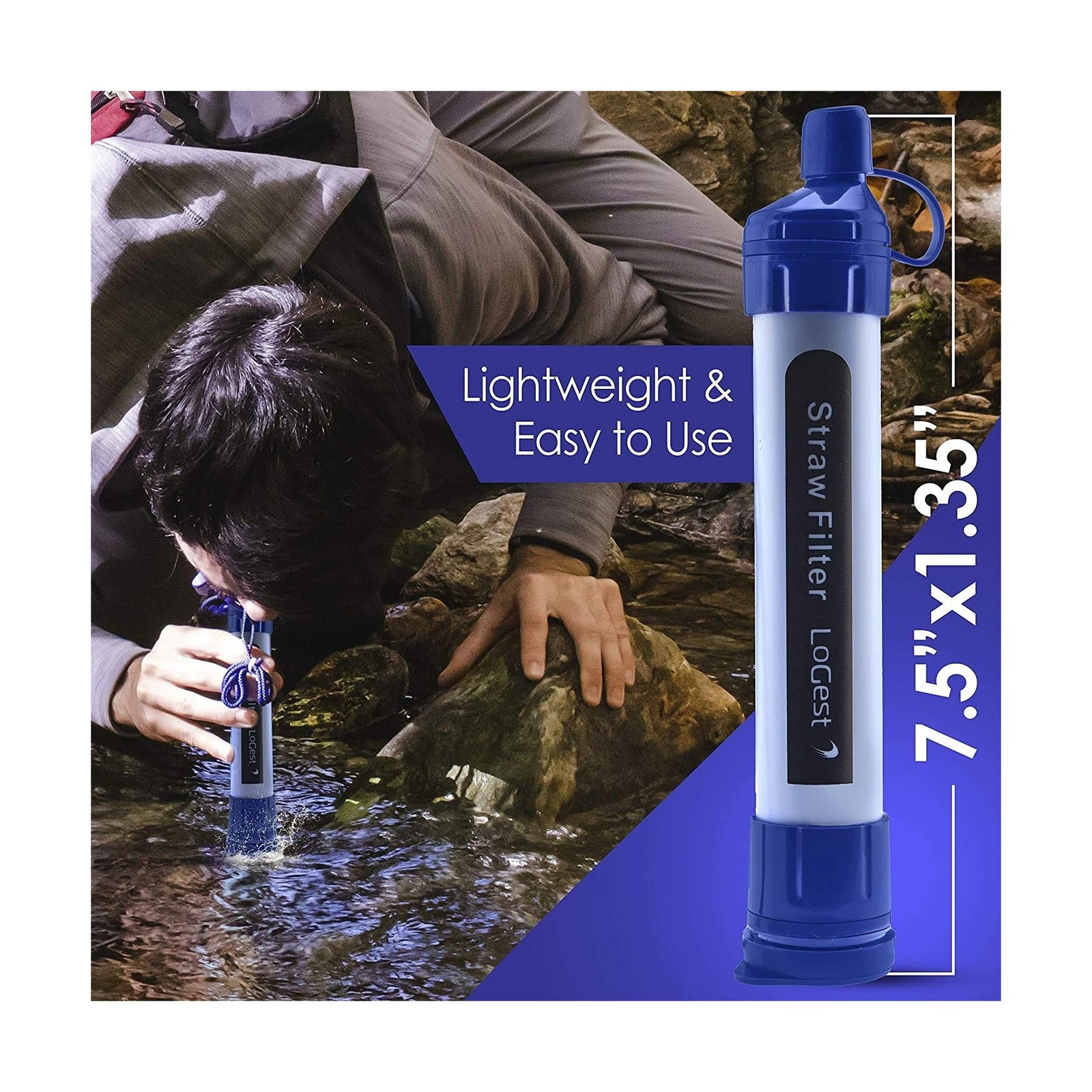 Logest 4 Pack Water Filter Straw - Portable, Compact, Multipurp... Fast USA SHIP