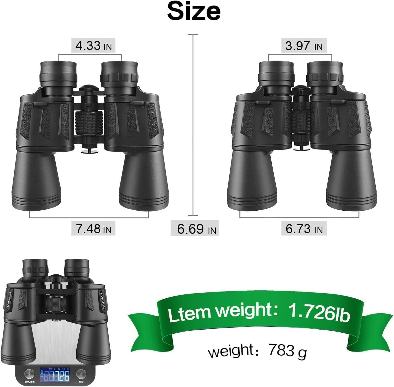 Versatile Waterproof 20x50 Binoculars with Shock-Resistant Grip & Carry Case