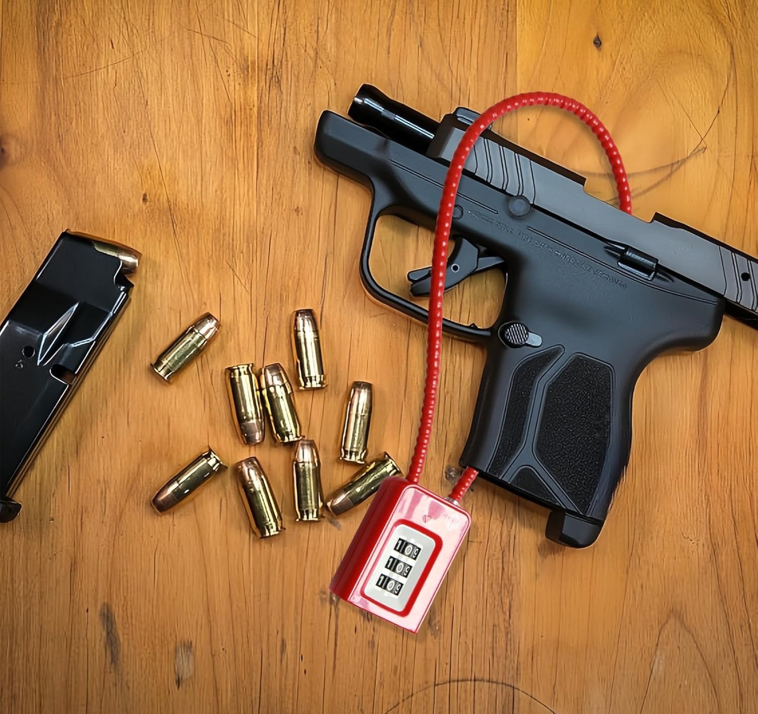 3-Digit Combination Gun Lock for Firearms, Home Safety Cable Lock