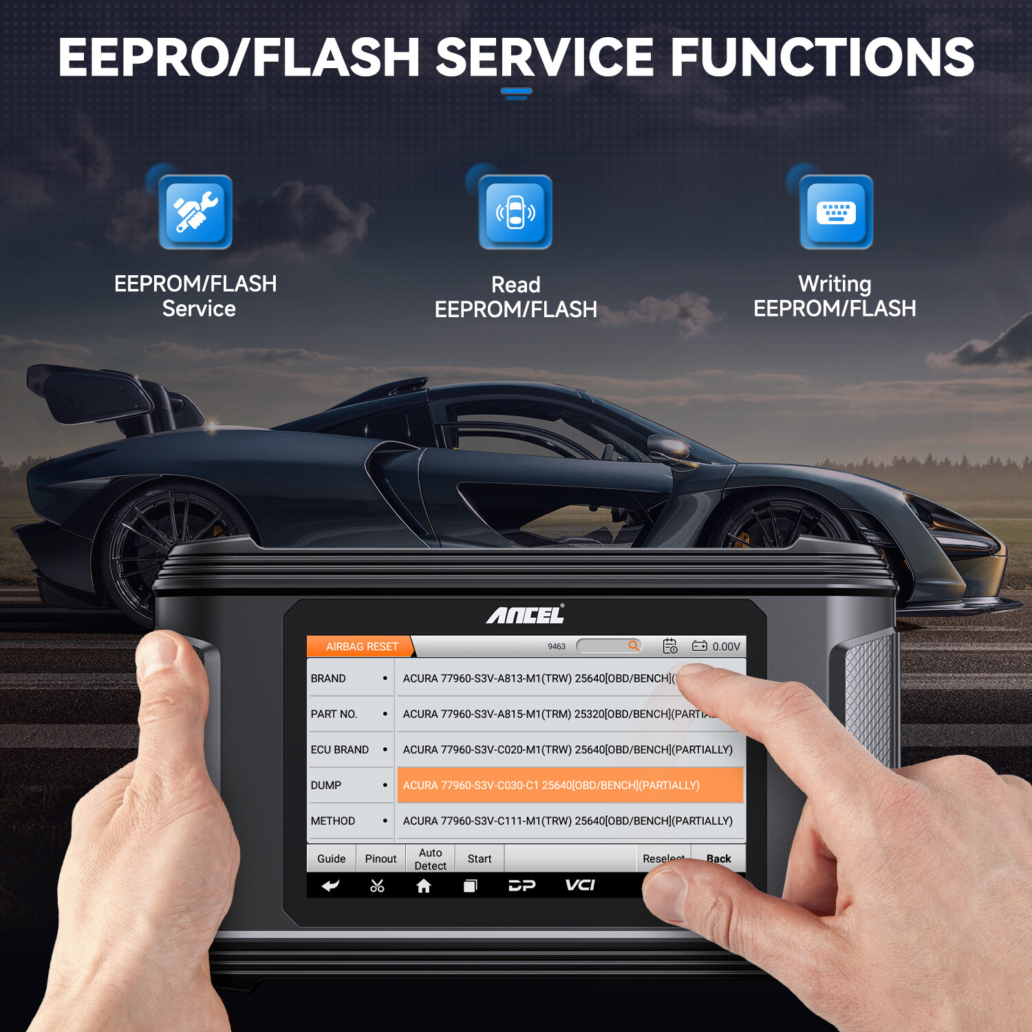 AR500 Airbag Module Repair Tool Car OBD2 Diagnostic Scanner SRS Crash Code Clear