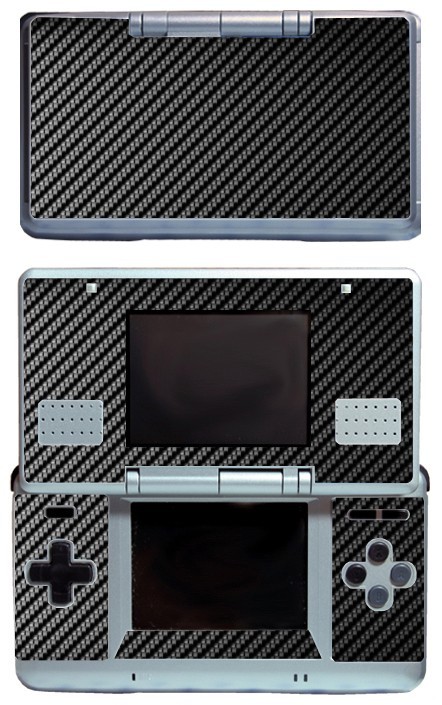 Black Carbon Fiber Vinyl Decal Cover Skin Sticker Cover for Nintendo DS Original