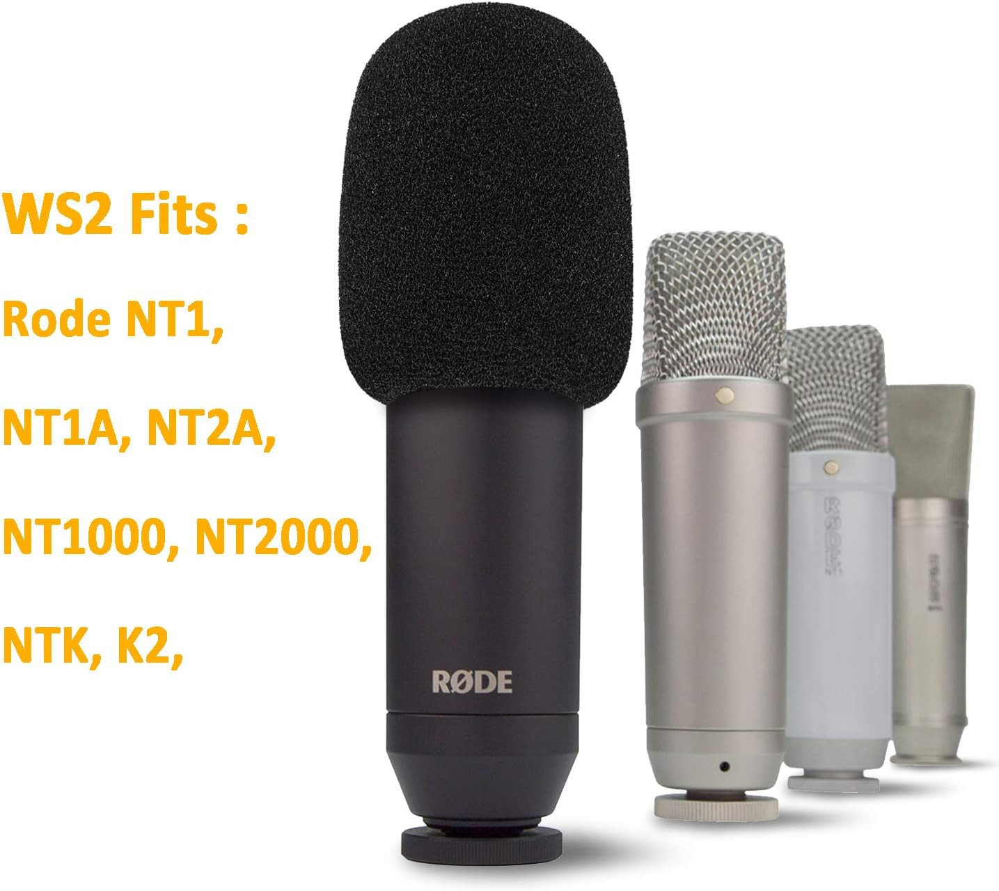 WS2 Microphone Pop Filter/Windscreen Compatible with Rode NT1-A, Procaster, Podc