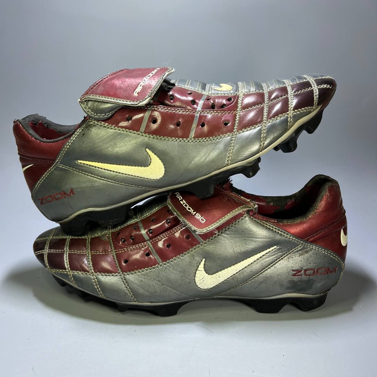 Nike Total 90 II FG Grey Burgundy Carlos US 8 UK 7 MINT 2003 OG Elite Air Zoom