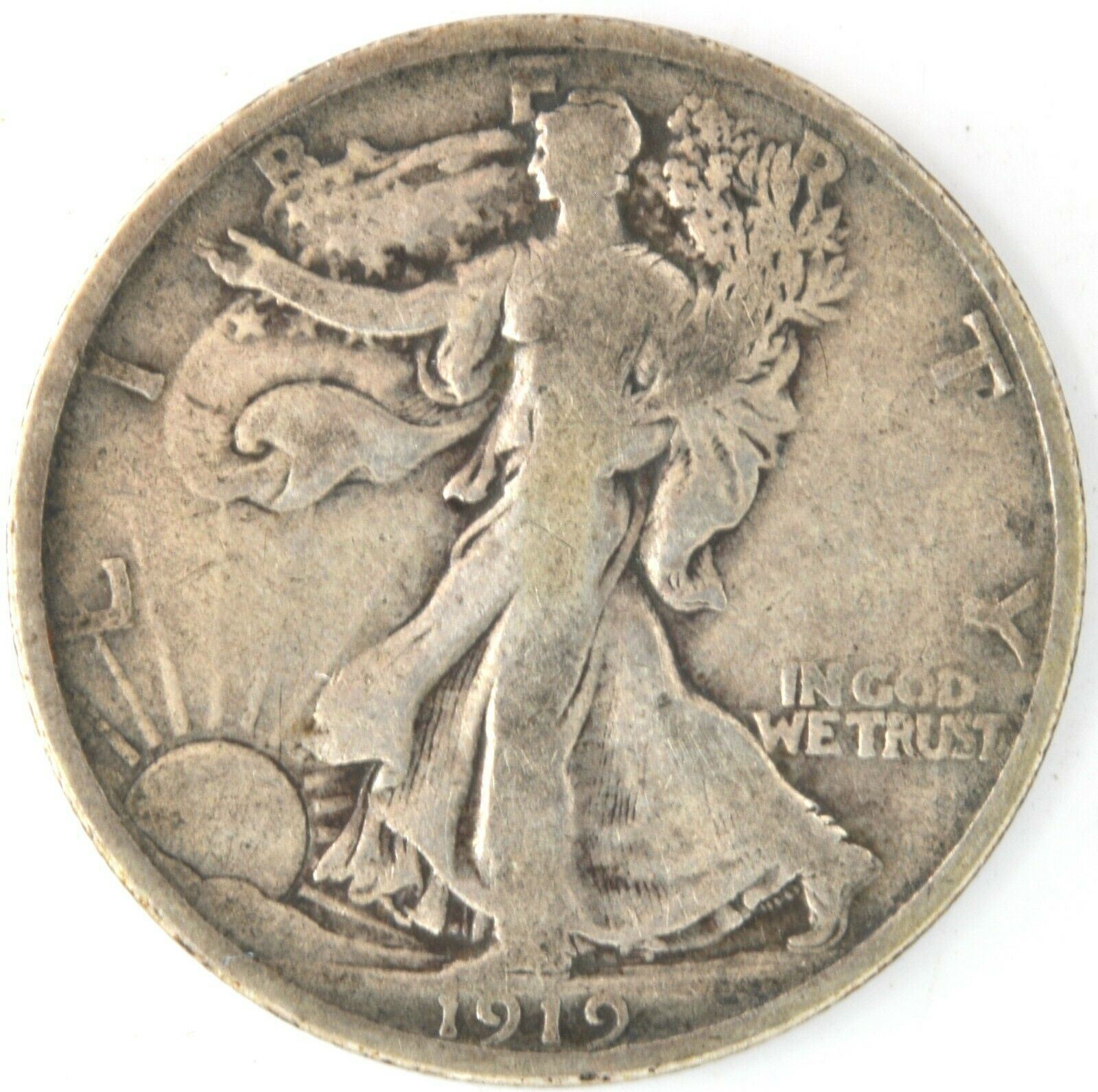 1919 D Walking Liberty Half Dollar US 90% Silver 50 Cent Coin Denver Mint