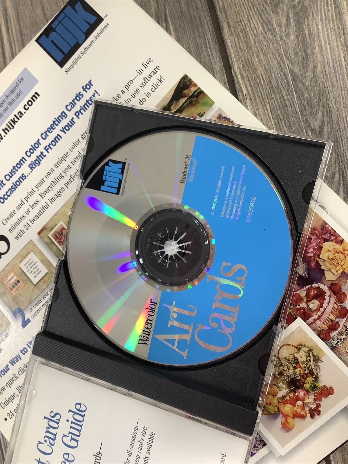 Watercolor Art Cards HIJK CD-Rom PC Computer Software Program 1997 S1605914 Box