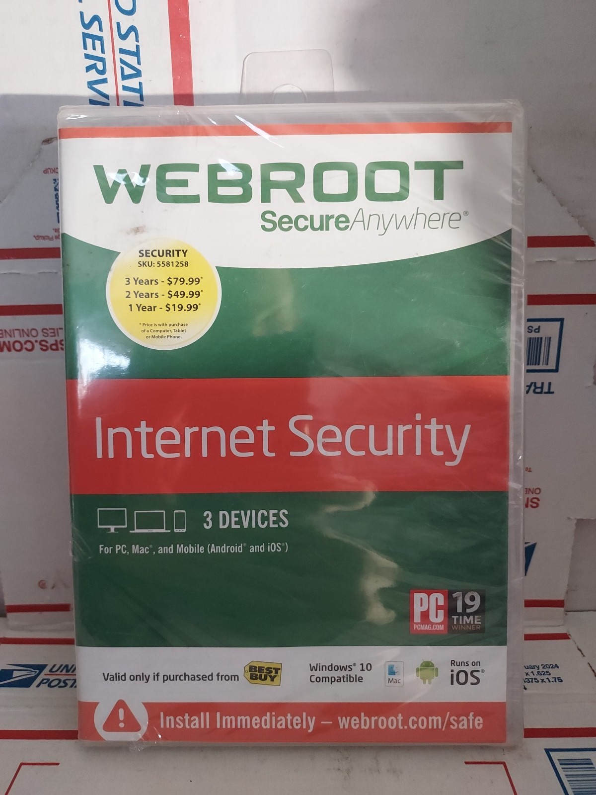 WEBROOT Secure Anywhere Internet Security Antivirus 3 Devices NEW SEALED - #202