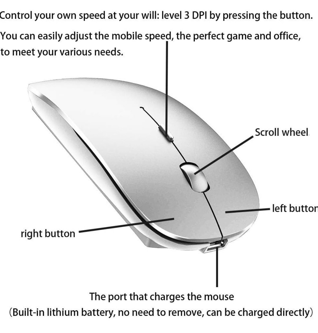 Bluetooth Wireless Mouse for MacBook,ipad,windows,Chromebook (Silver)